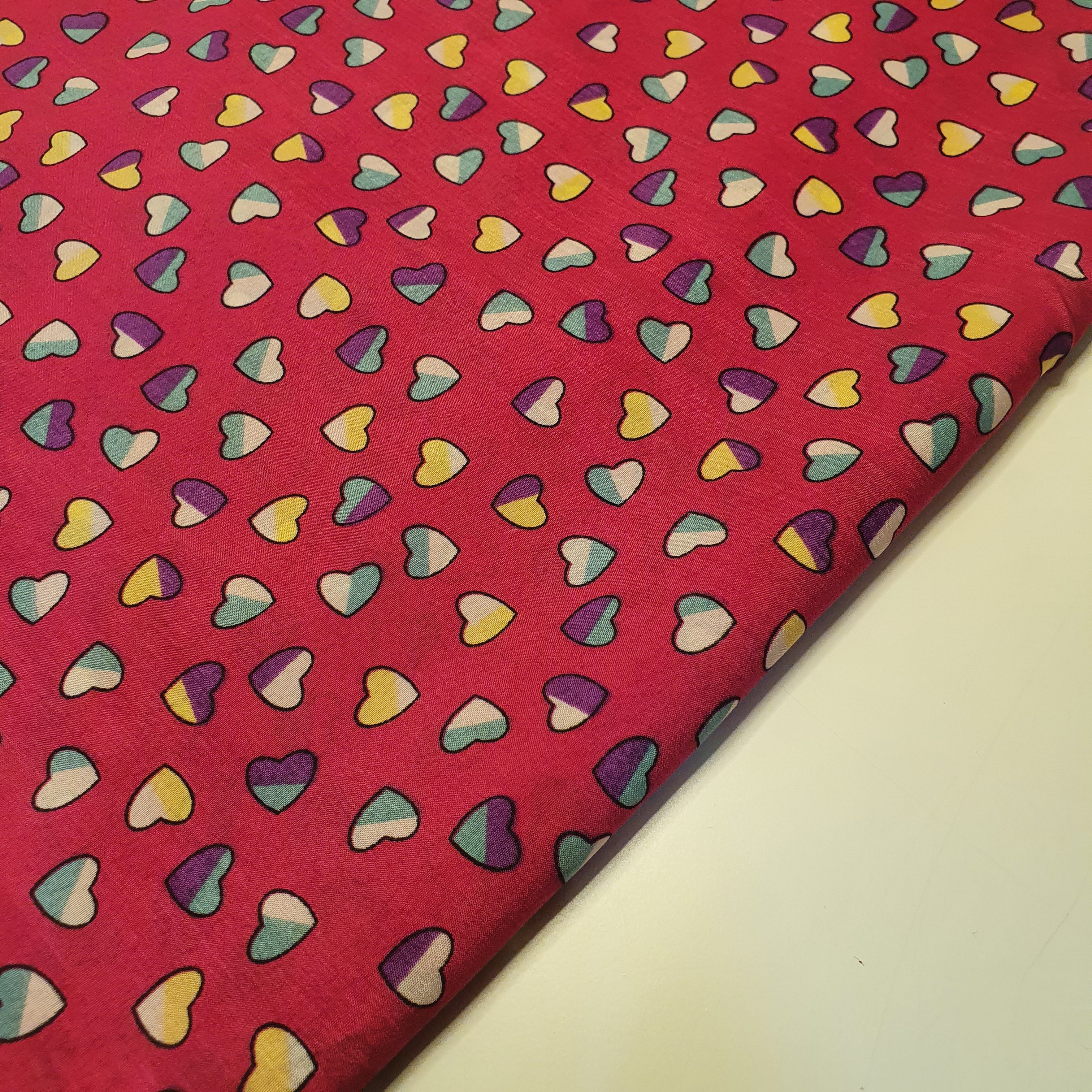 Multi Heart Crepe Printed Fabric – 58