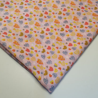 Multi Heart Crepe Printed Fabric – 58" Wide Sewing, Craft & Dress Material by the Metre