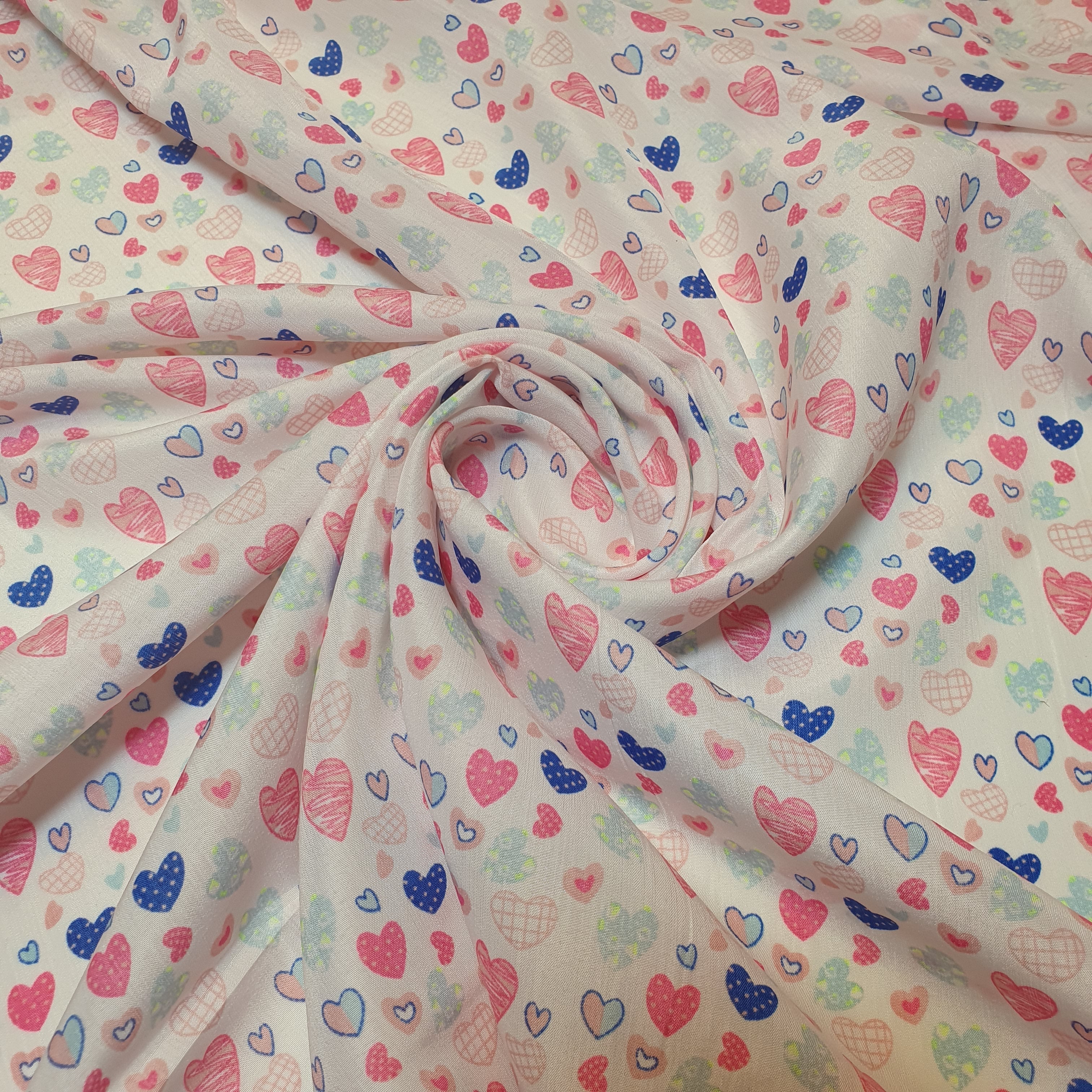 Multi Heart Crepe Printed Fabric – 58