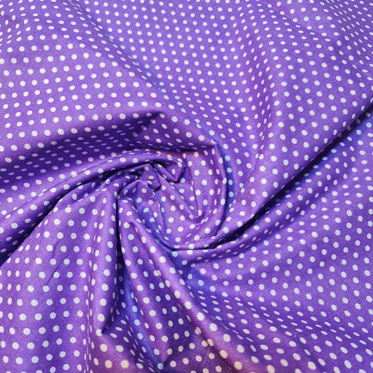 Purple Pea Pin Spot Polka 100% Cotton Lawn Fabric Craft Quilting Patchwork Material Meter 44"