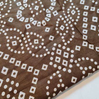 Brown Rajasthani 100% Cotton Lawn Fabric Craft Quilting Patchwork Material By The Meter 44"