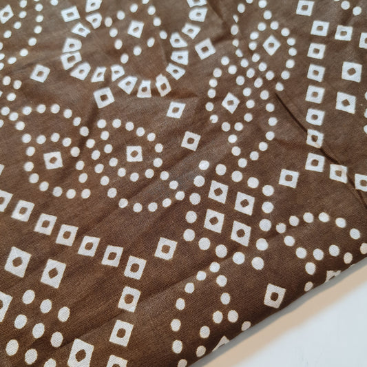 Brown Rajasthani 100% Cotton Lawn Fabric Craft Quilting Patchwork Material By The Meter 44"