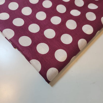 Plum Large Polka 100% Cotton Lawn Fabric Craft Quilting Patchwork Material Meter 44"