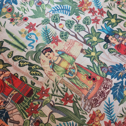 Polyester Faux Raw Silk Digital Print Fabric – 44" Wide Floral, Abstract & Frida Kahlo Inspired Dress, Craft & Quilting