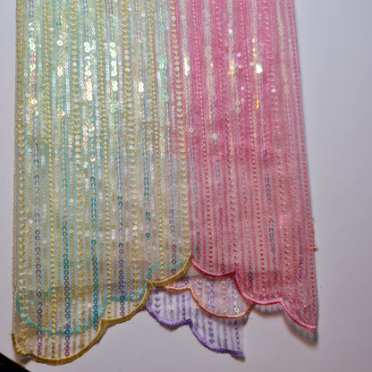 Multi Sequin Decor Mesh Fabric – 58" Wide Bling Material for Wedding, Dressmaking & Craft Projects