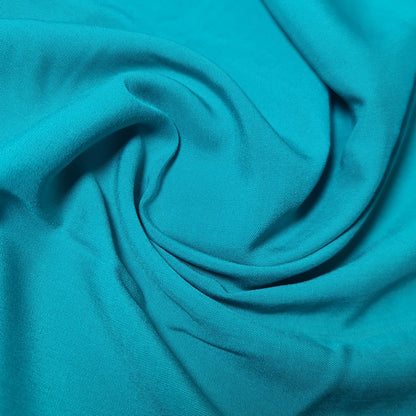 AQUA PLAIN VISCOSE CHALLIS FABRIC SOFT NON STRETCH DRESS CRAFT MATERIAL 58" BY METER