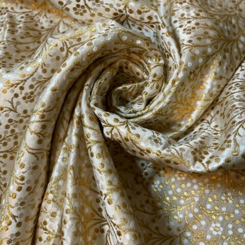 Ditsy Floral Brocade Jacquard Fabric – Indian Banarasi 44" Wide Dress, Craft & Curtain Material