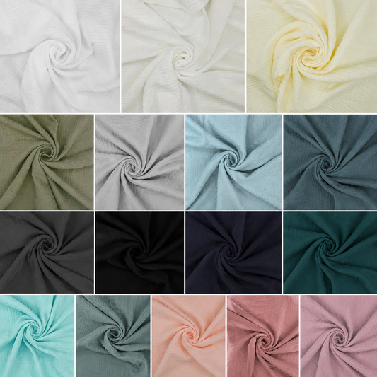 100% Cotton Double Gauze Fabric | Soft Lightweight OEKO-TEX Cotton 52" (132cm) Wide – 15 Metre Folded Bolt