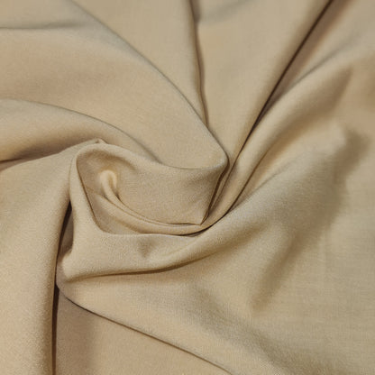 BEIGE GOLD PLAIN VISCOSE CHALLIS FABRIC SOFT NON STRETCH DRESS CRAFT MATERIAL 58" BY METER