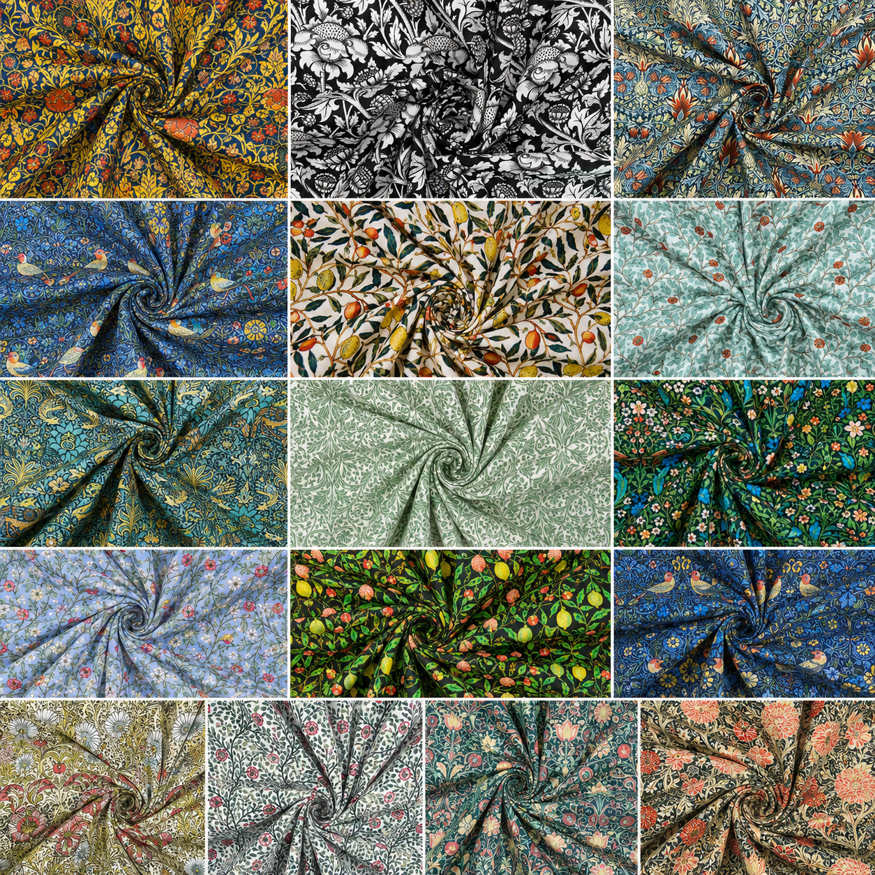 100% Cotton Percale Fabric | 44" (112cm) Wide Lightweight 200 Thread Count Dressmaking & Craft Material – William Morris Designs – 12M Roll (Folded)