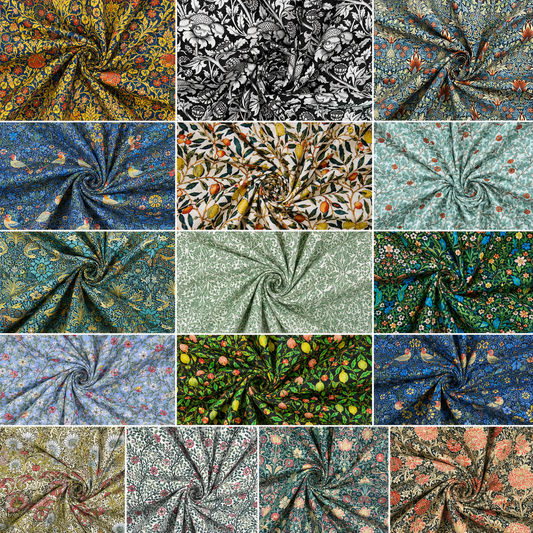 100% Cotton Percale Fabric | 44" (112cm) Wide Lightweight 200 Thread Count Dressmaking & Craft Material – William Morris Designs – 12M Roll (Folded)