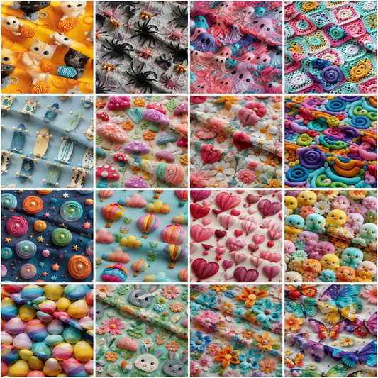 100% Cotton 3D Embroidered & Textured Print Fabric | Soft Lightweight Dressmaking Cotton 55" (140cm) Wide Craft & Sewing Material – 15M Roll (Folded)