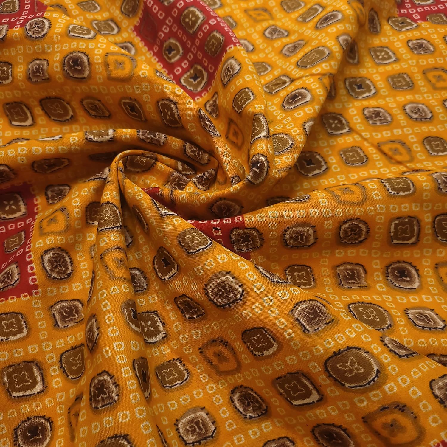 100% Cotton Indian Rajasthani Suzani Rangoli Boho Banjara Lawn Fabric | 44