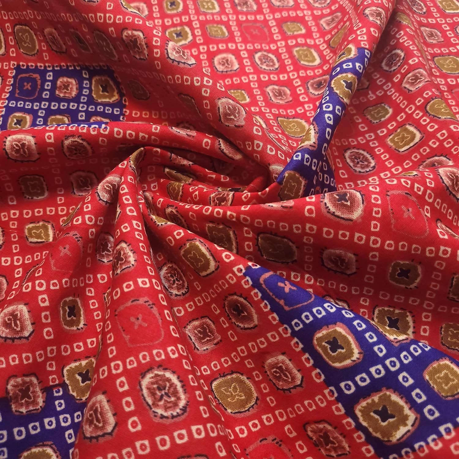 100% Cotton Indian Rajasthani Suzani Rangoli Boho Banjara Lawn Fabric | 44