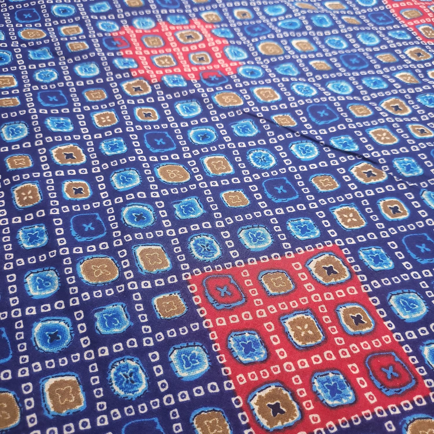 100% Cotton Indian Rajasthani Suzani Rangoli Boho Banjara Lawn Fabric | 44" (112cm) Wide Craft, Quilting & Patchwork Material – Sold by the Meter