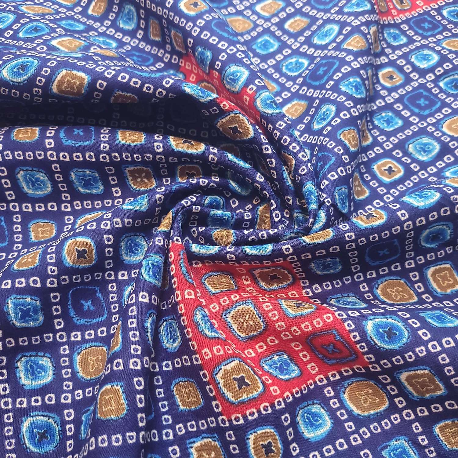 100% Cotton Indian Rajasthani Suzani Rangoli Boho Banjara Lawn Fabric | 44