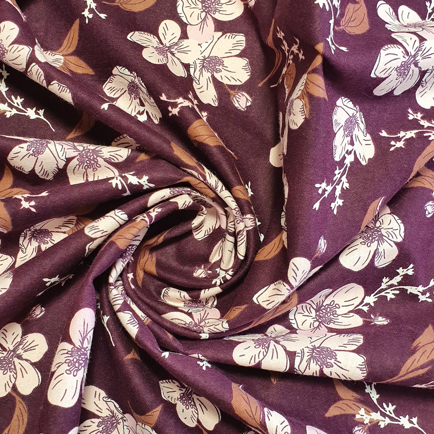 100% Cotton Brushed Flannel Winceyette Fabric – 44" Wide Printed Material for Quilting & Sewing Projects