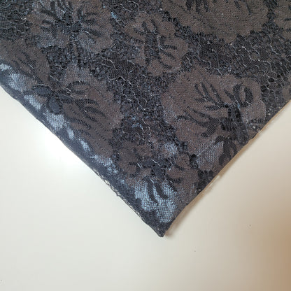 Black Grey Budget Floral Lace Fabric Designer Dress Craft Material 58" By Meter