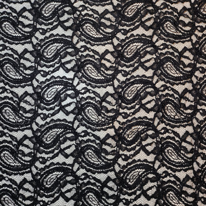Floral Bridal Lace Fabric – 58" Wide Polyester Mesh & Elastane Blend Dress Material by the Meter