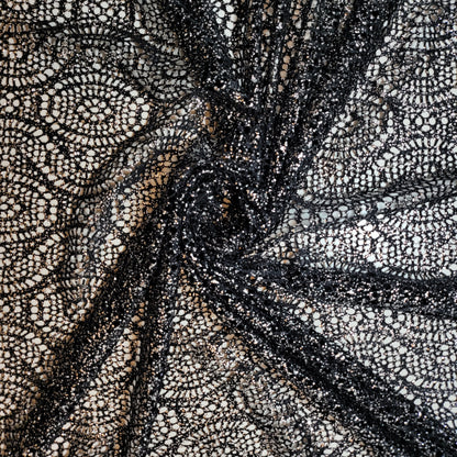 Floral Bridal Lace Fabric – 58" Wide Polyester Mesh & Elastane Blend Dress Material by the Meter