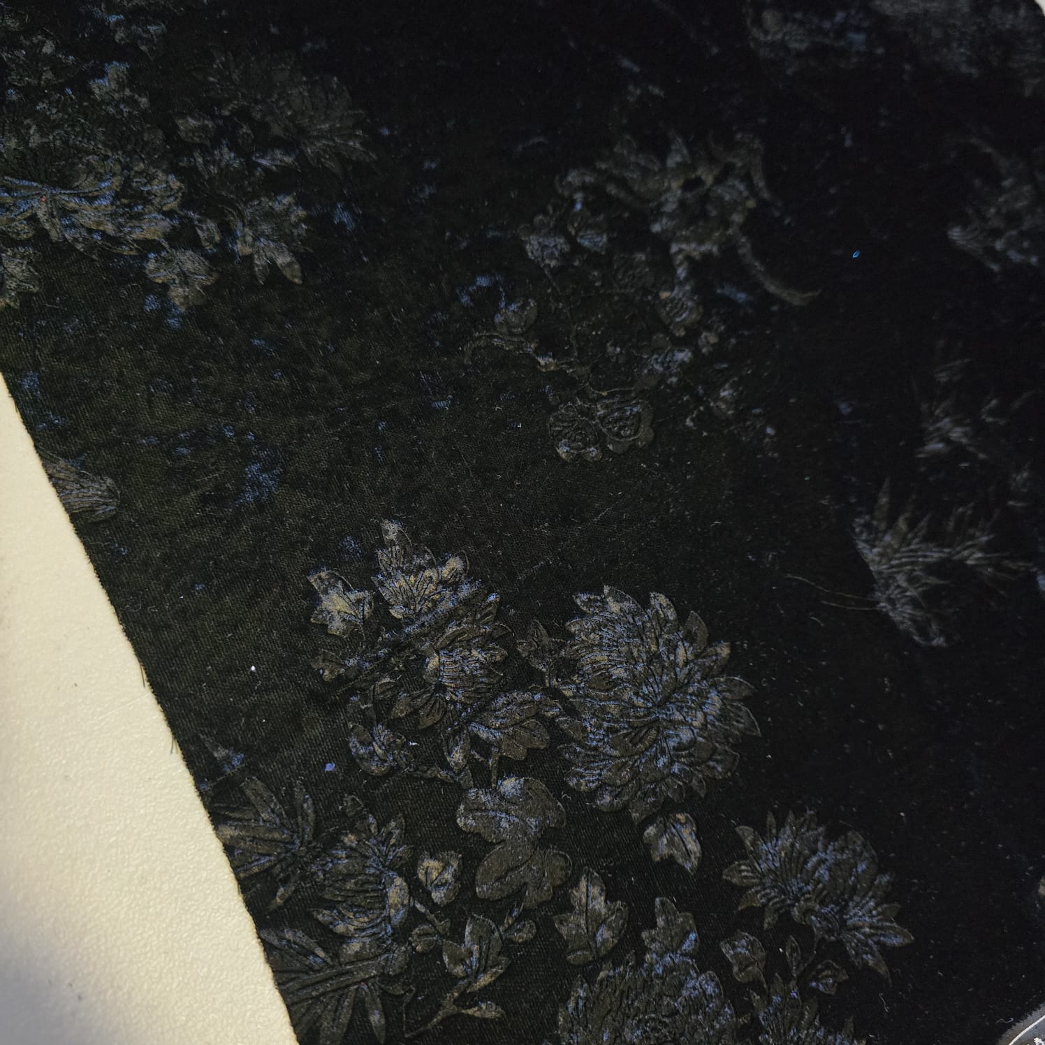 Luxury Floral Embossed Velvet Fabric | Three Crown Non-Stretch Velvet | 58