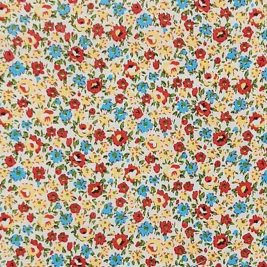 Floral Blossom Printed Polycotton Fabric | 44" (112cm) Wide Dressmaking & Craft Material – Sold by the Metre