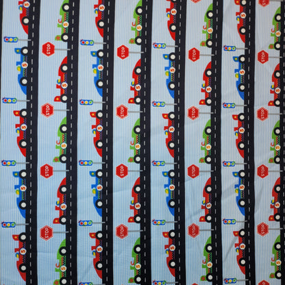 Soft 100% Cotton Floral Fabric for Kids’ Sewing and Quilting – 44" Wide, Perfect for Dresses and Crafts (Blue F1 Cars)