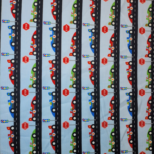 Soft 100% Cotton Floral Fabric for Kids’ Sewing and Quilting – 44" Wide, Perfect for Dresses and Crafts (Blue F1 Cars)