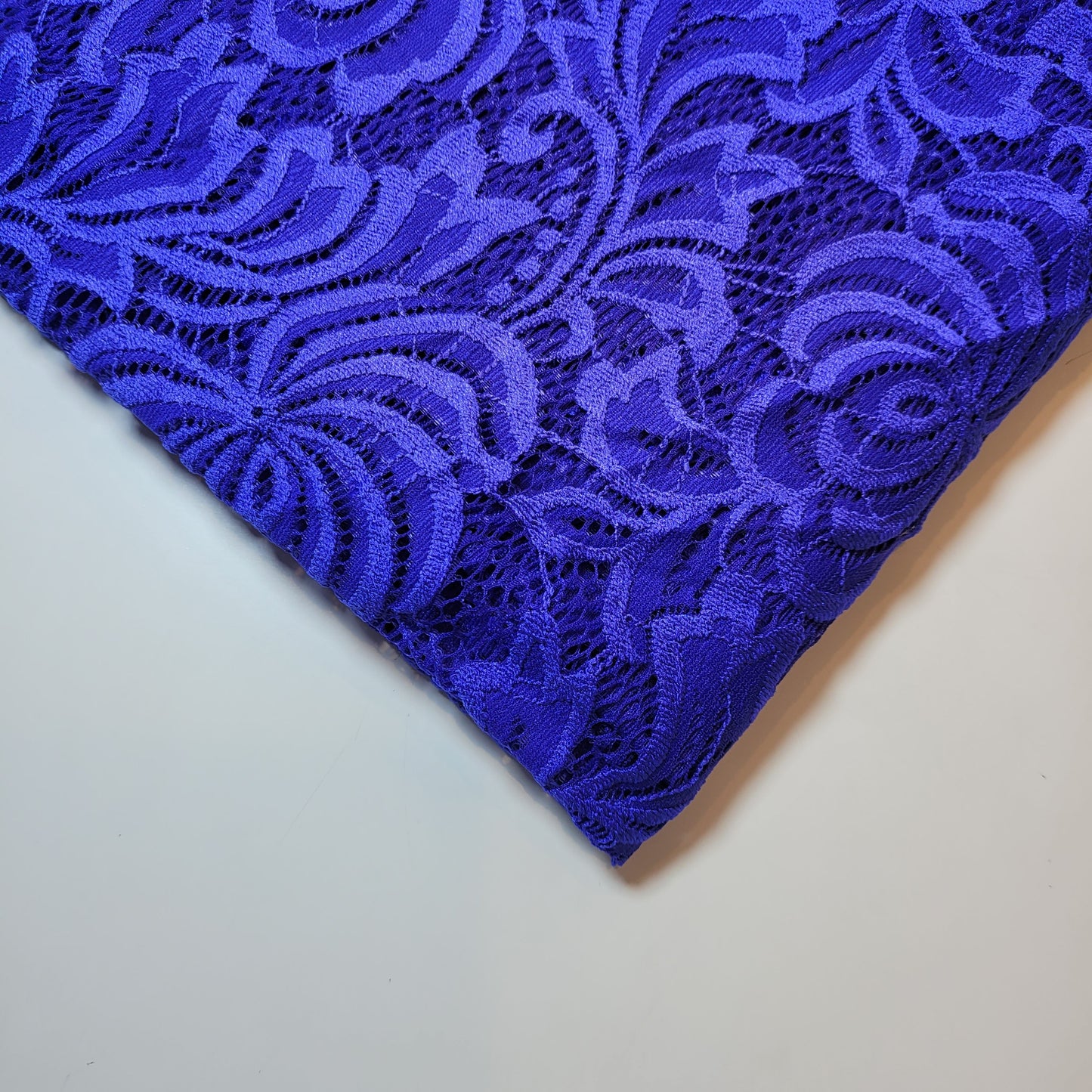 Floral Bridal Lace Fabric – 58" Wide Polyester Mesh & Elastane Blend Dress Material by the Meter