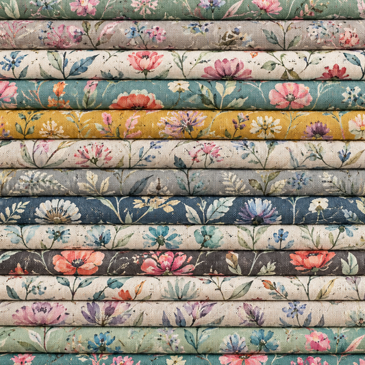 Recycled Cotton Organic Linen Printed Fabric | Sustainable 55" (140cm) Wide 243gsm Dressmaking & Home Décor Material – Sold by the Meter