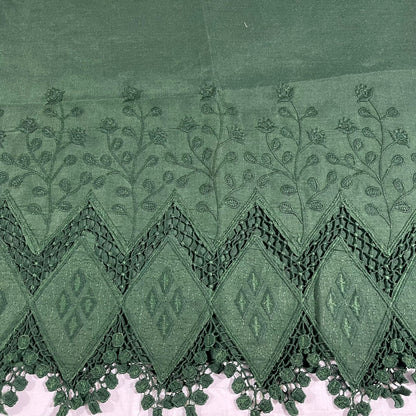 Cotton Floral Embroidery Fabric Lace Broderie Anglaise Dress Craft Material 44"