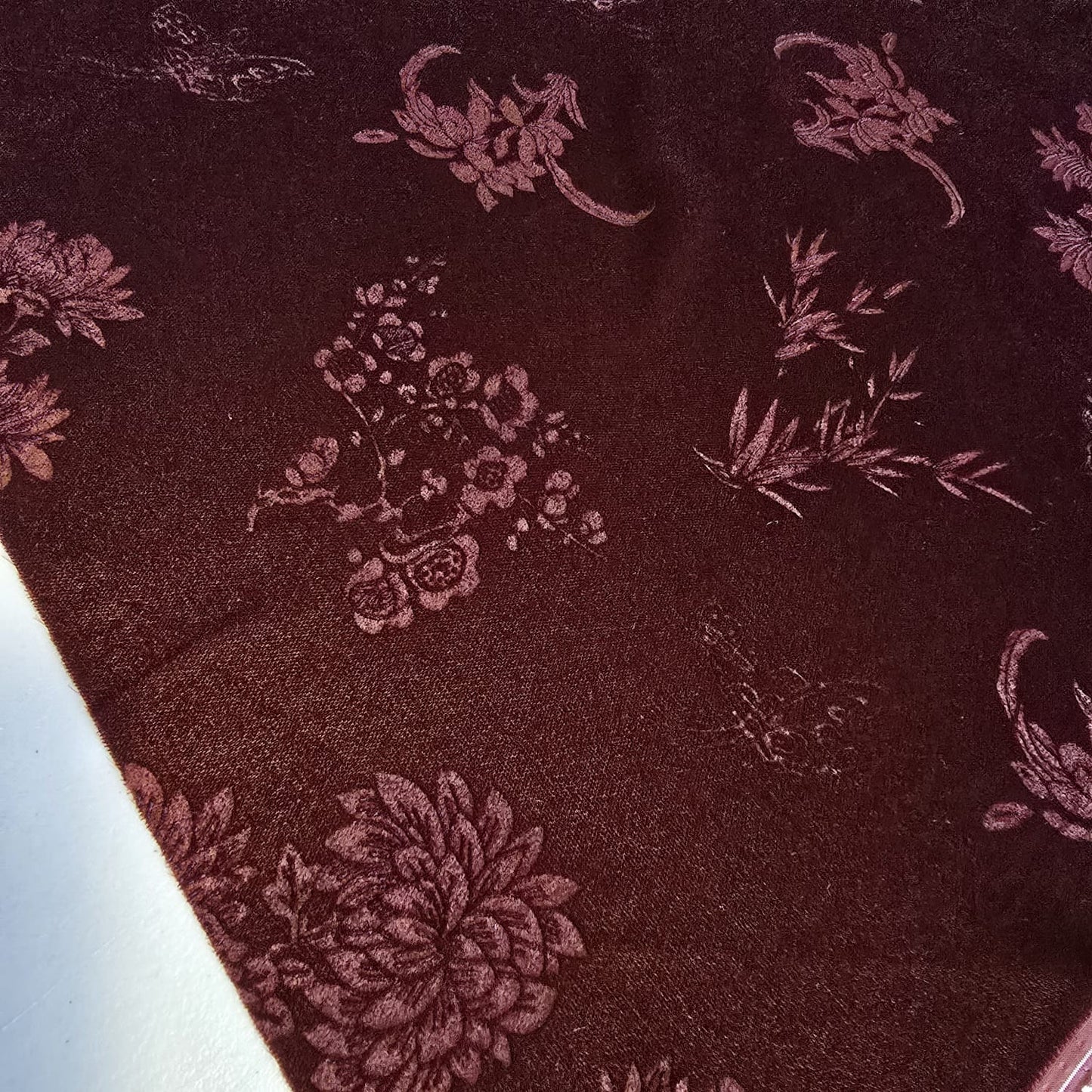 Luxury Floral Embossed Velvet Fabric | Three Crown Non-Stretch Velvet | 58" (147cm) Wide Dress, Craft & Drape Material – Sold by the Metre