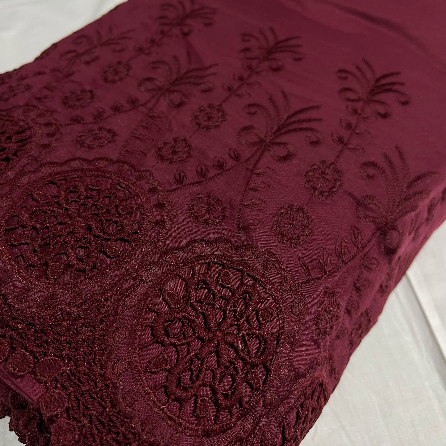 Cotton Floral Embroidery Fabric Lace Broderie Anglaise Dress Craft Material 44"