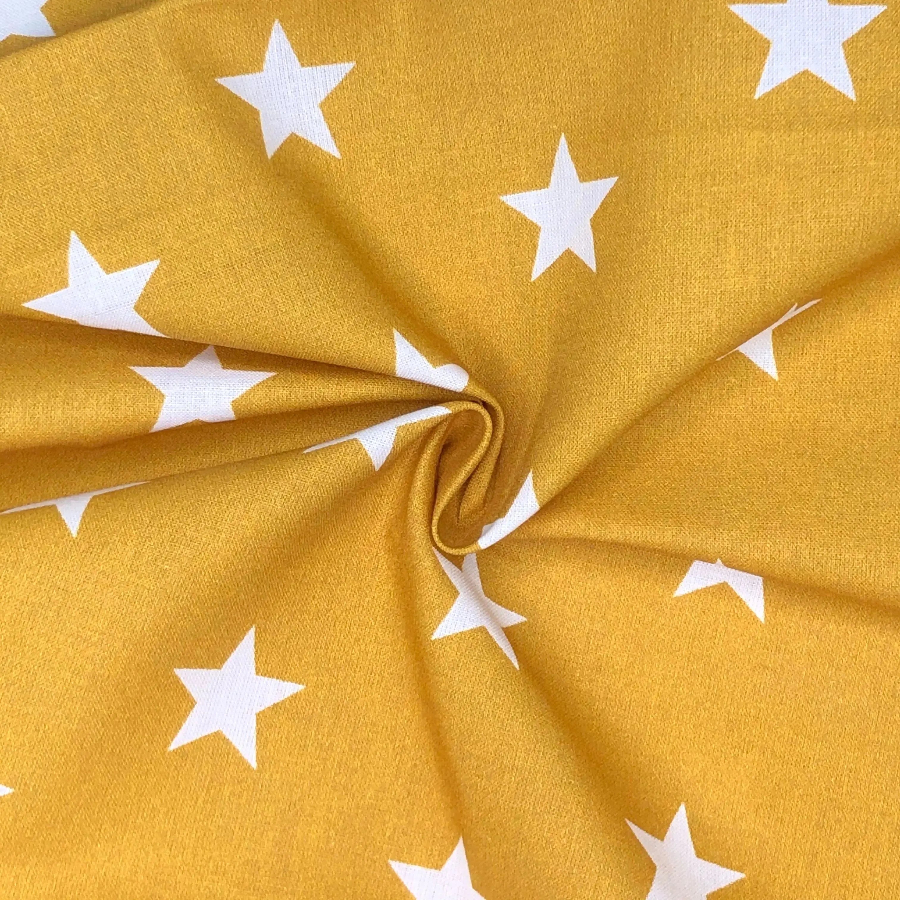 Star Digital Printed 100% Cotton Fabric | Large, Mini & Small Star Designs on White & Colour Bases | 150gsm 55