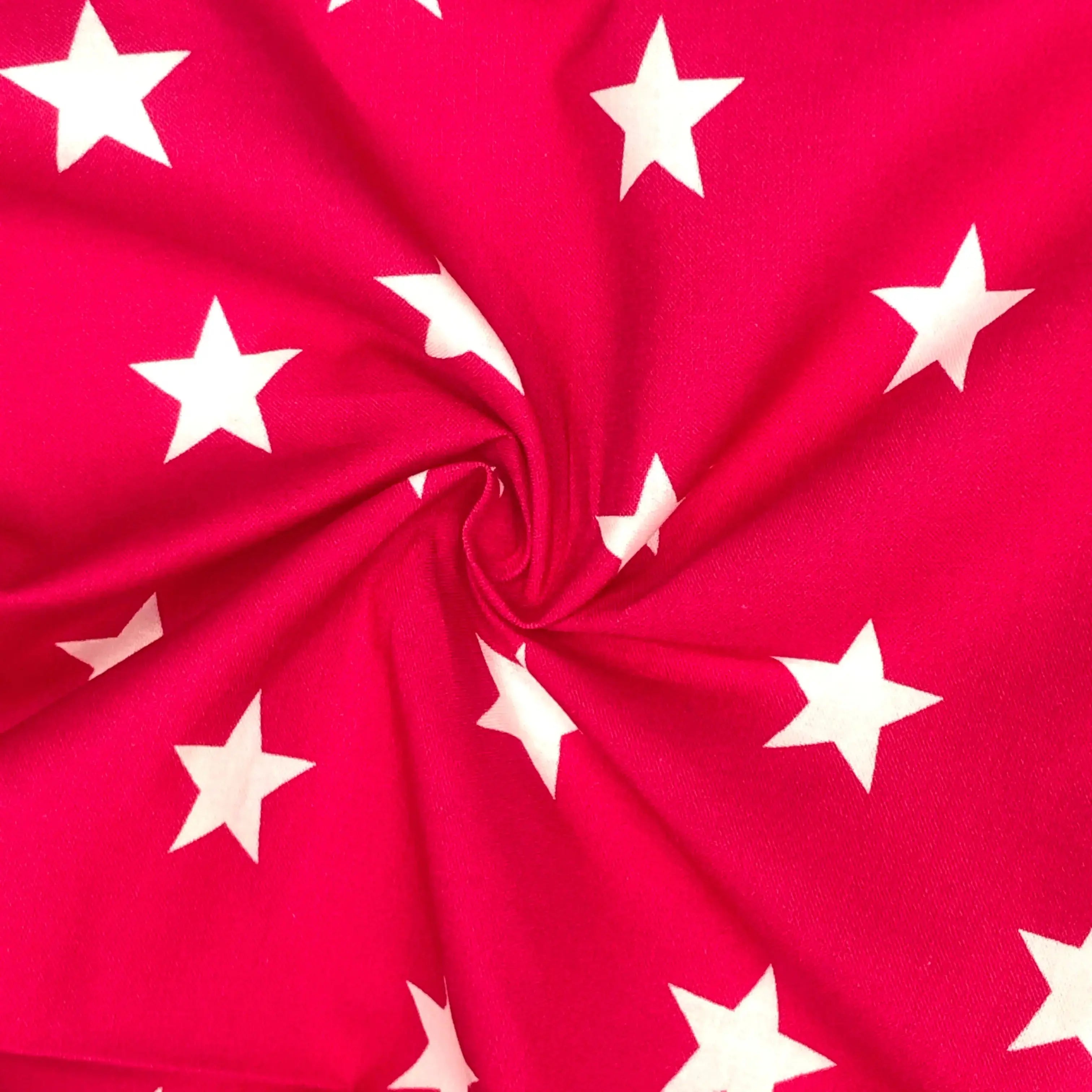 Star Digital Printed 100% Cotton Fabric | Large, Mini & Small Star Designs on White & Colour Bases | 150gsm 55