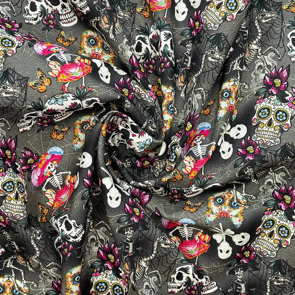 Spooky Digital Printed 100% Cotton Fabric | Halloween & Gothic Designs 150gsm 55" (140cm) Wide – Sold by the Meter