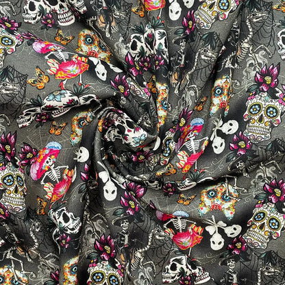 Spooky Digital Printed 100% Cotton Fabric | Halloween & Gothic Designs 150gsm 55" (140cm) Wide – Sold by the Meter