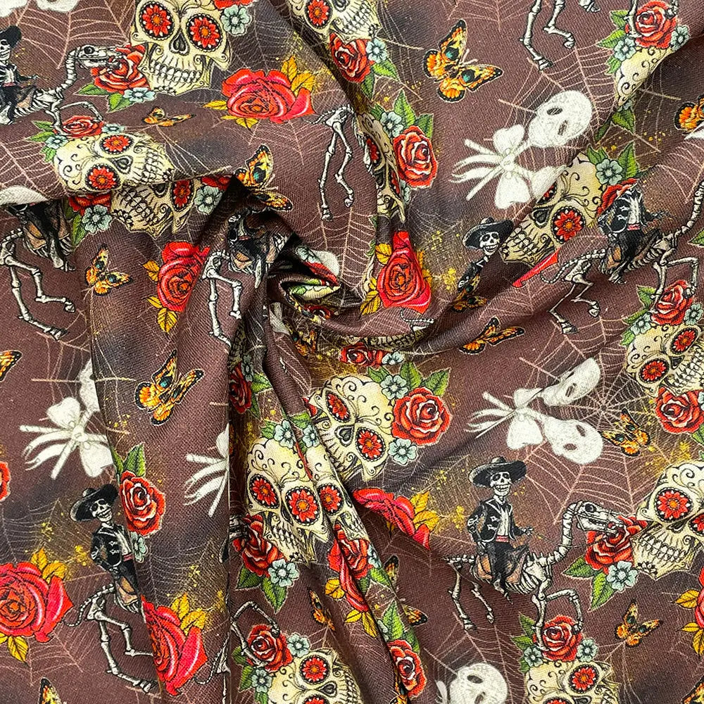 Spooky Digital Printed 100% Cotton Fabric | Halloween & Gothic Designs 150gsm 55" (140cm) Wide – Sold by the Meter