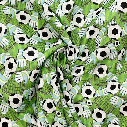 Sports Digital Printed 100% Cotton Fabric | Football, Soccer, Baseball, Basketball & Tennis Designs | 150gsm 55" (140cm) Wide – Sold by the Meter