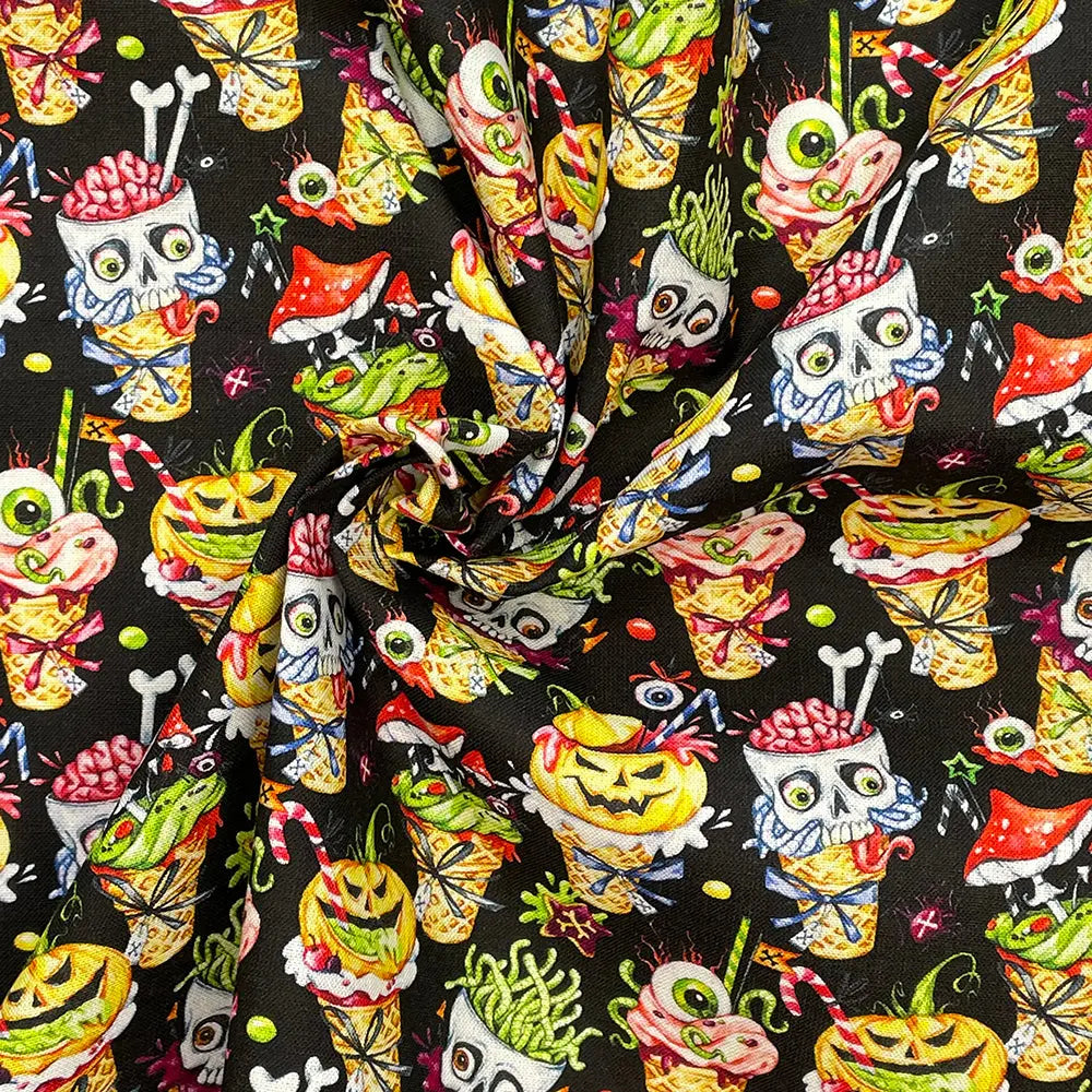 Spooky Digital Printed 100% Cotton Fabric | Halloween & Gothic Designs 150gsm 55