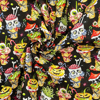 Spooky Digital Printed 100% Cotton Fabric | Halloween & Gothic Designs 150gsm 55" (140cm) Wide – Sold by the Meter