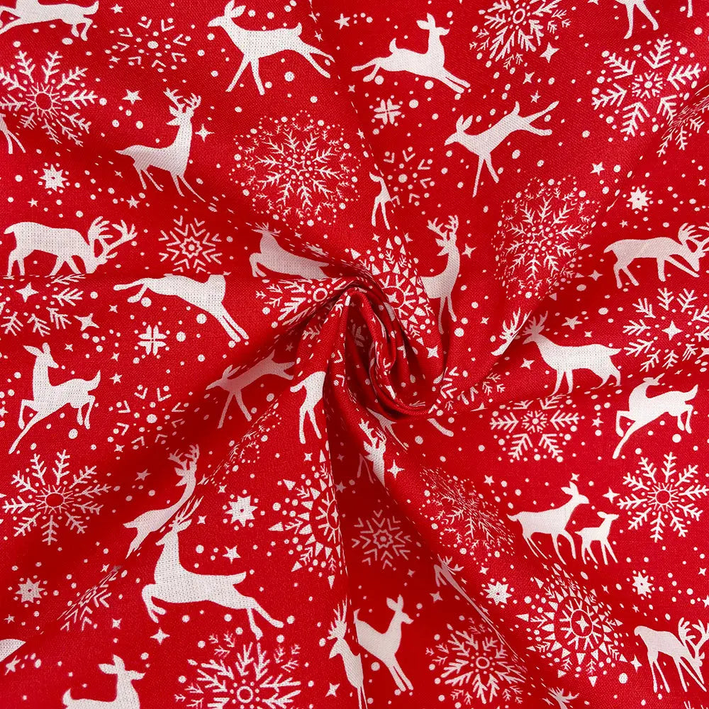 Christmas Digital Printed 100% Cotton Fabric | Festive Holiday Designs 150gsm 55" (140cm) Wide – Sold by the Meter