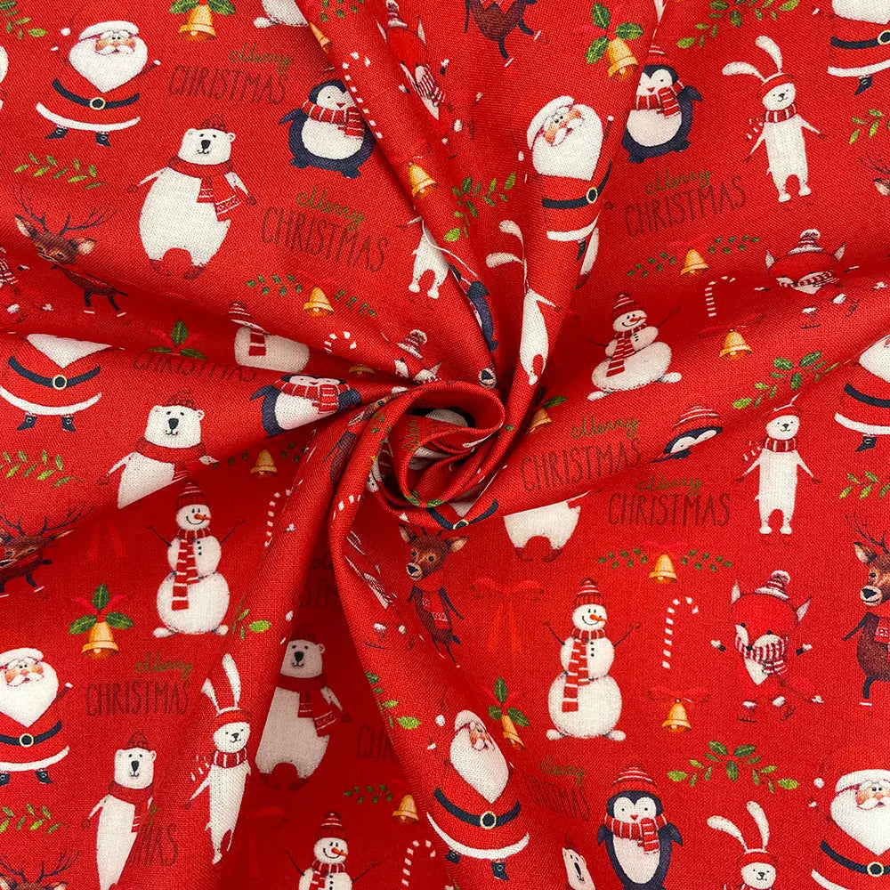 Christmas Digital Printed 100% Cotton Fabric | Festive Holiday Designs 150gsm 55