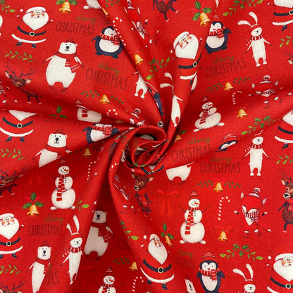 Christmas Digital Printed 100% Cotton Fabric | Festive Holiday Designs 150gsm 55" (140cm) Wide – Sold by the Meter