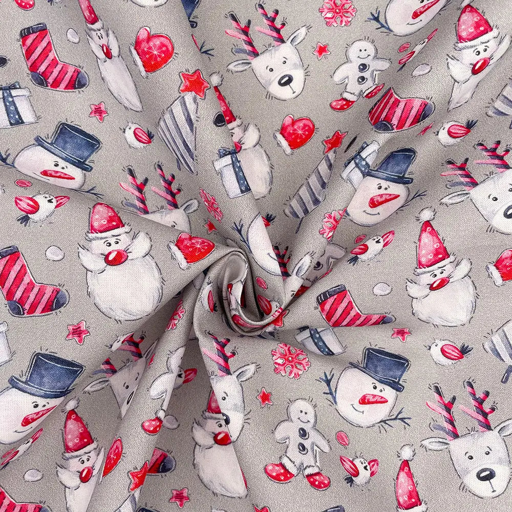 Christmas Digital Printed 100% Cotton Fabric | Festive Holiday Designs 150gsm 55" (140cm) Wide – Sold by the Meter