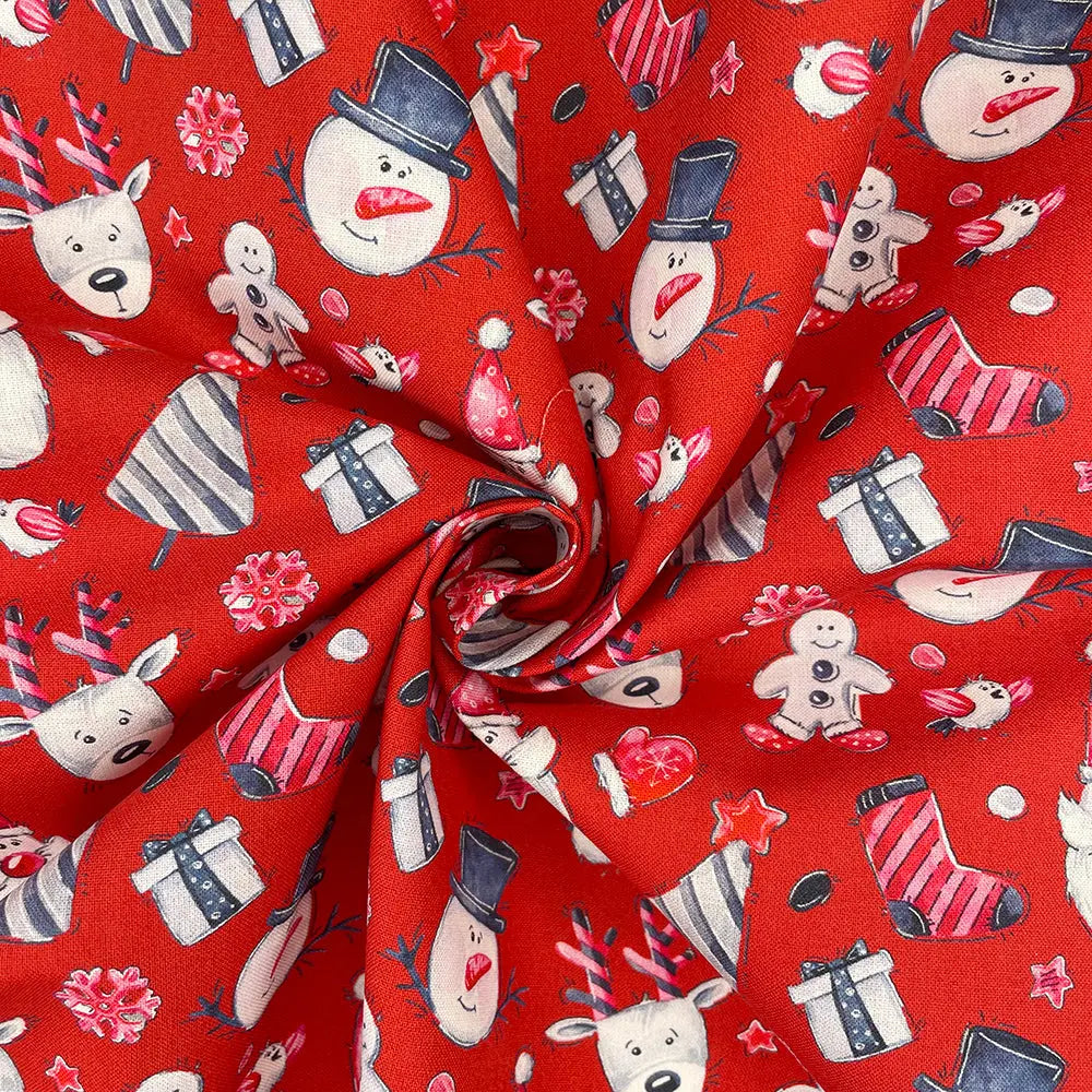 Christmas Digital Printed 100% Cotton Fabric | Festive Holiday Designs 150gsm 55" (140cm) Wide – Sold by the Meter