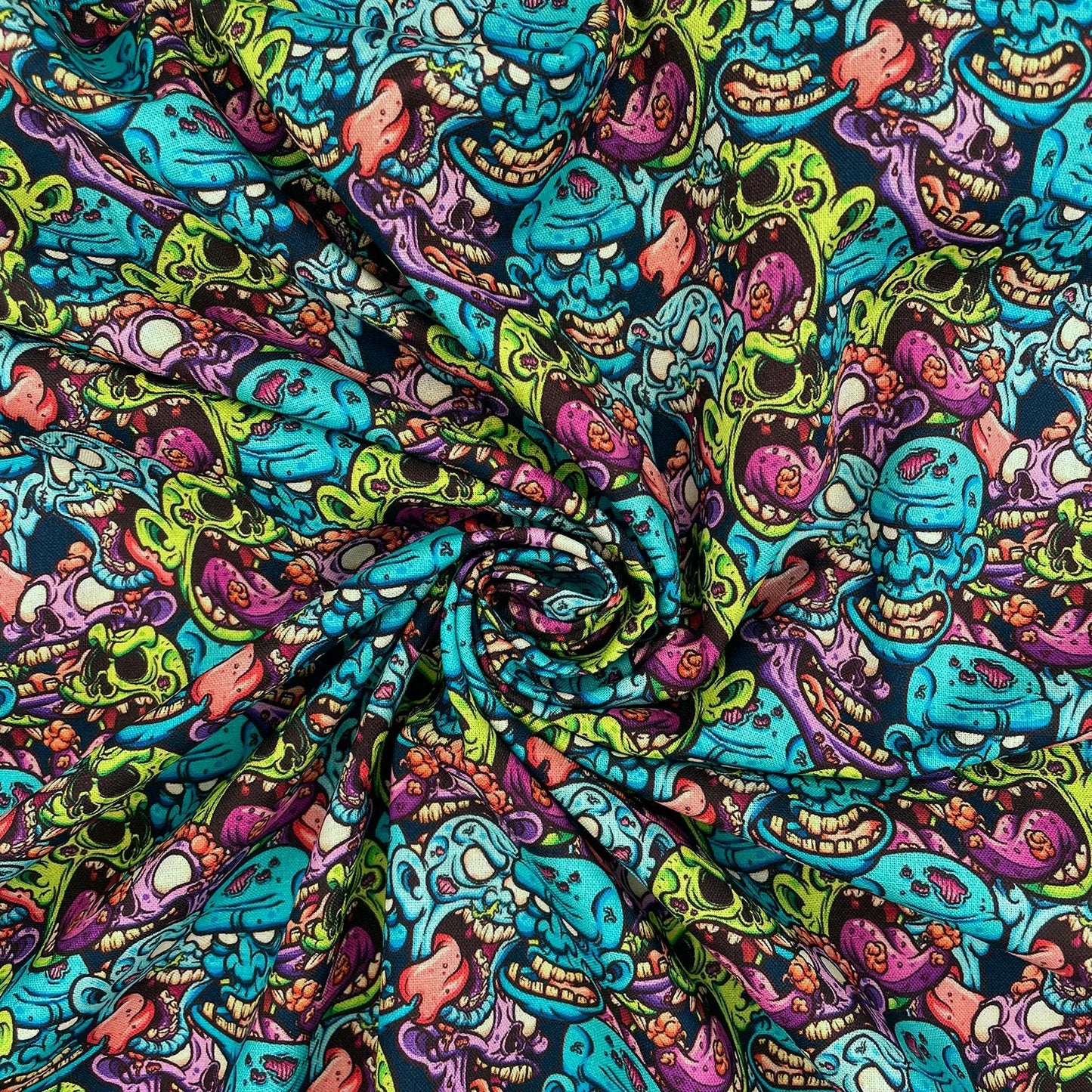 Spooky Digital Printed 100% Cotton Fabric | Halloween & Gothic Designs 150gsm 55" (140cm) Wide – Sold by the Meter