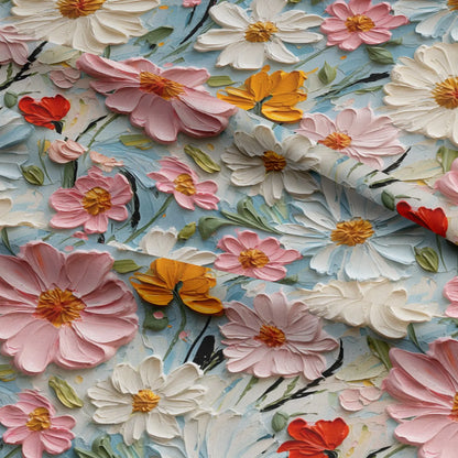 100% Cotton 3D Embroidered & Textured Print Fabric | Soft Lightweight Dressmaking Cotton 55" (140cm) Wide Craft & Sewing Material – Sold by the Meter