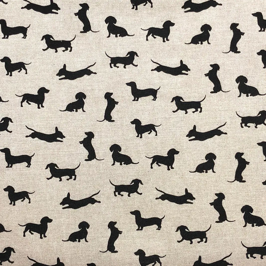 Linen Sausage Dogs Black (CL032)