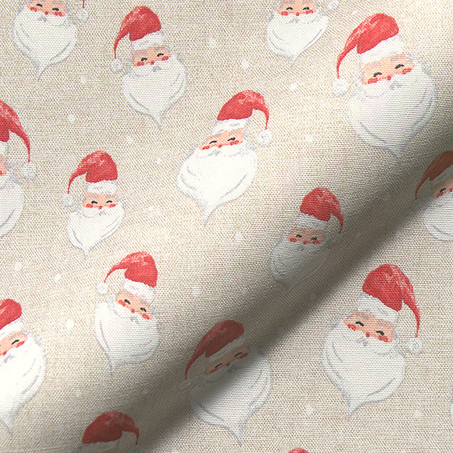Christmas Linen Look Printed Panama Fabric | Cotton Rich 55